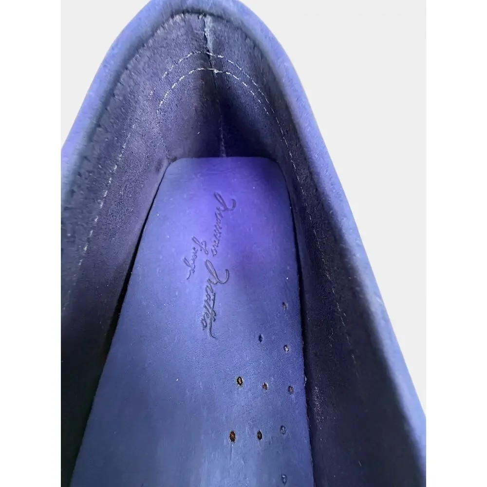 Massimo Matteo Penny Driver Loafer Womens 9 Blue Nubuck Leather Moccasin Slip On